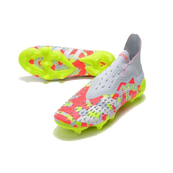 adidas Predator Freak + FG Crampons de Football Blanc Jaune Rose