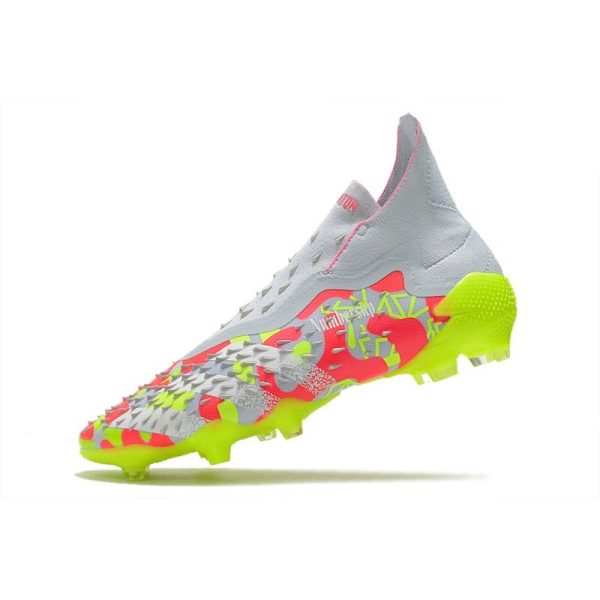 adidas Predator Freak + FG Crampons de Football Blanc Jaune Rose