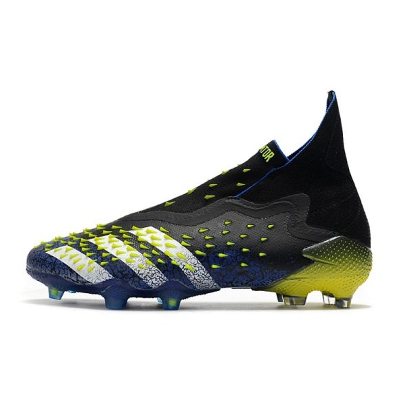 adidas Predator Freak + FG Crampons de Football Bleu Jaune Blanc