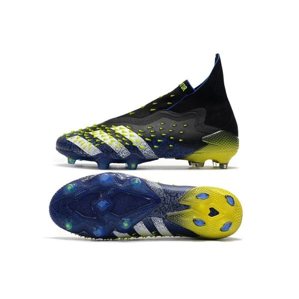 adidas Predator Freak + FG Crampons de Football Bleu Jaune Blanc