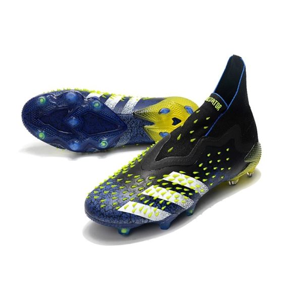adidas Predator Freak + FG Crampons de Football Bleu Jaune Blanc