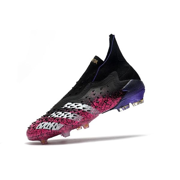 adidas Predator Freak + FG Crampons de Football Noir Blanc Rose Choc