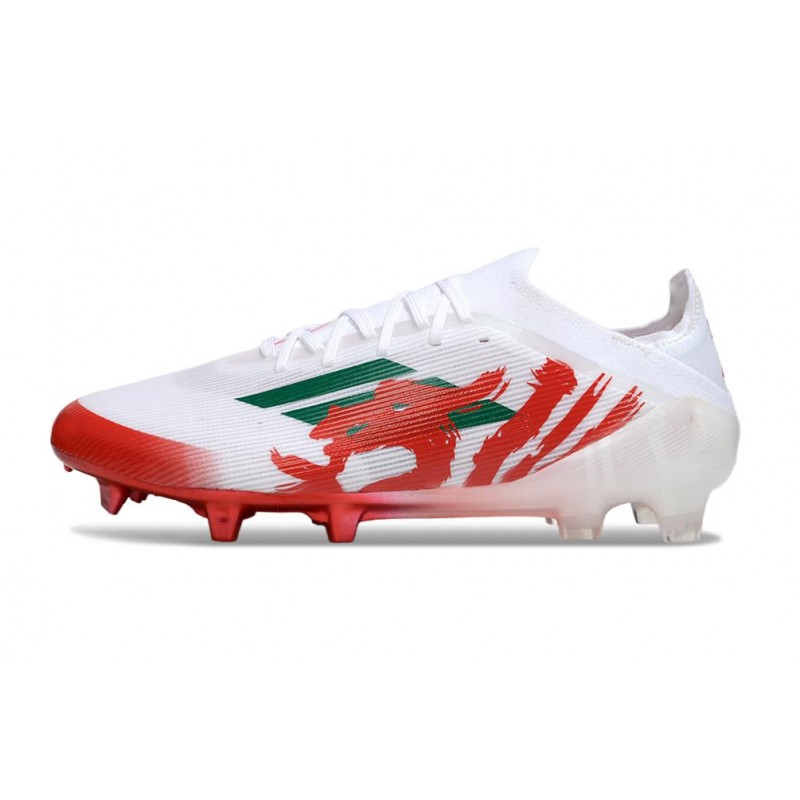 Chaussure Adidas F50 Elite FG Blanc Rouge Vert