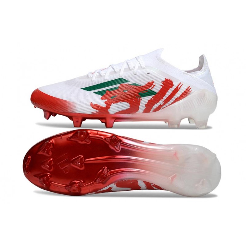 Chaussure Adidas F50 Elite FG Blanc Rouge Vert