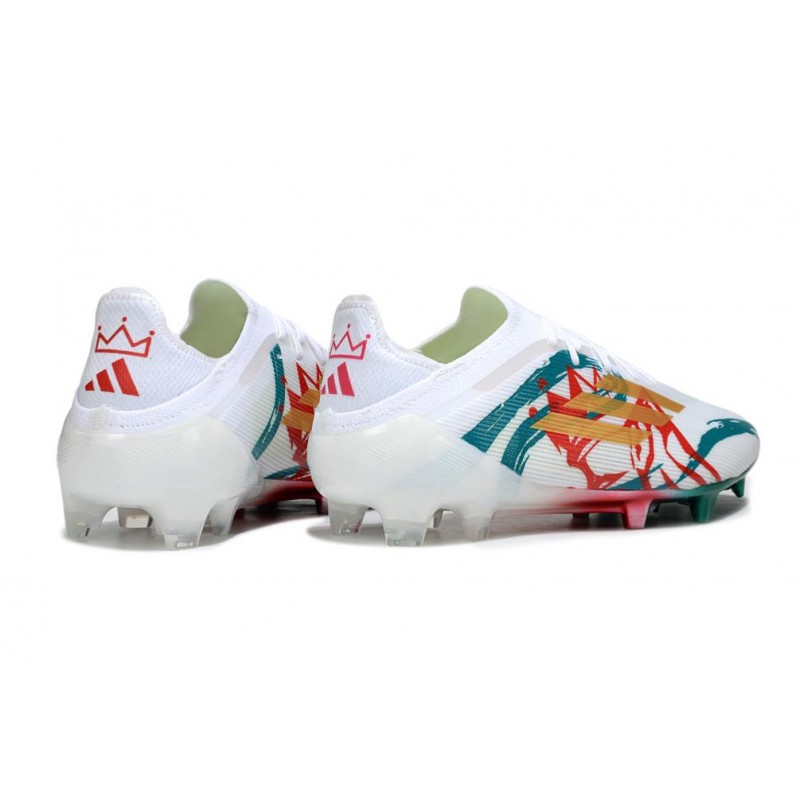 Chaussure Adidas F50 Elite FG Blanc Vert Or