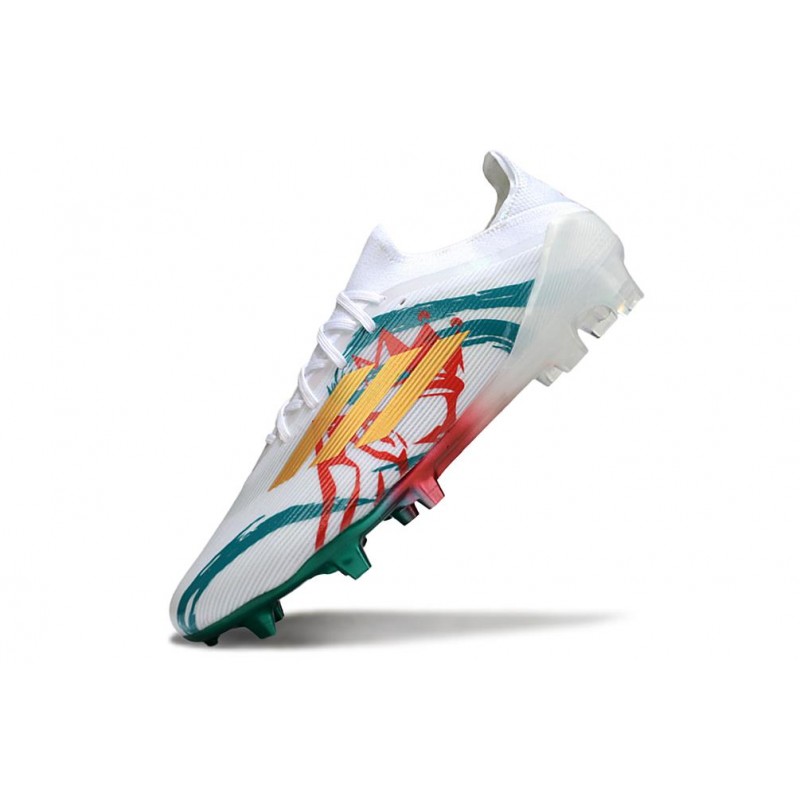 Chaussure Adidas F50 Elite FG Blanc Vert Or