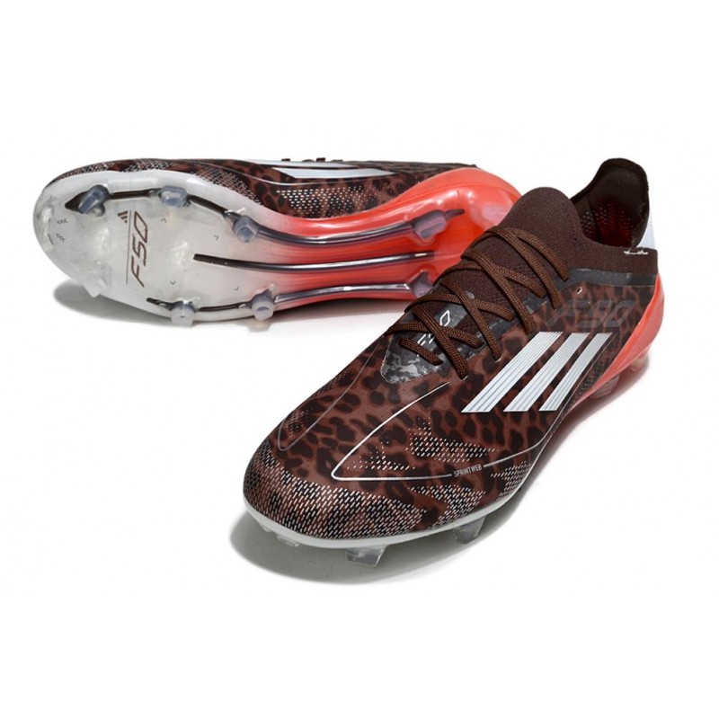 Chaussure Adidas F50 Elite FG Léopard Argent Rouge