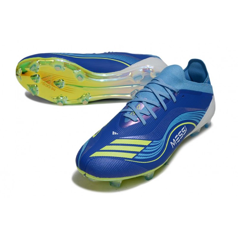 Chaussure Adidas F50 Elite FG X Messi Equipe Bleu Royal Jaune Solaire Bleu Semi Eclatant