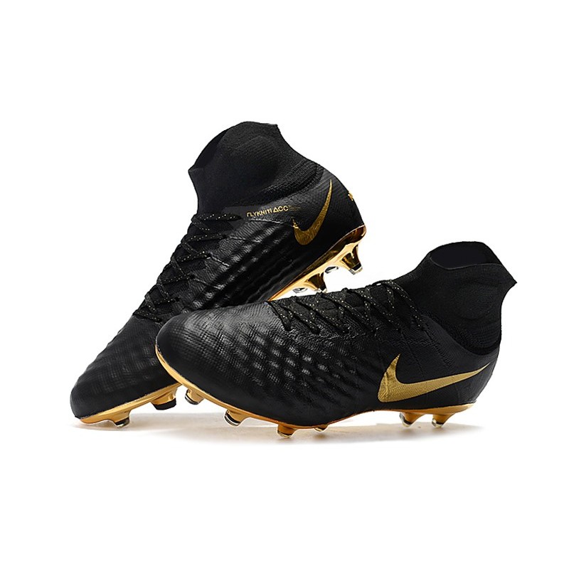Chaussure de Foot magista Obra II DF FG Crampons Nike Or Noir