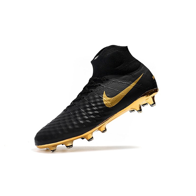Chaussure de Foot magista Obra II DF FG Crampons Nike Or Noir