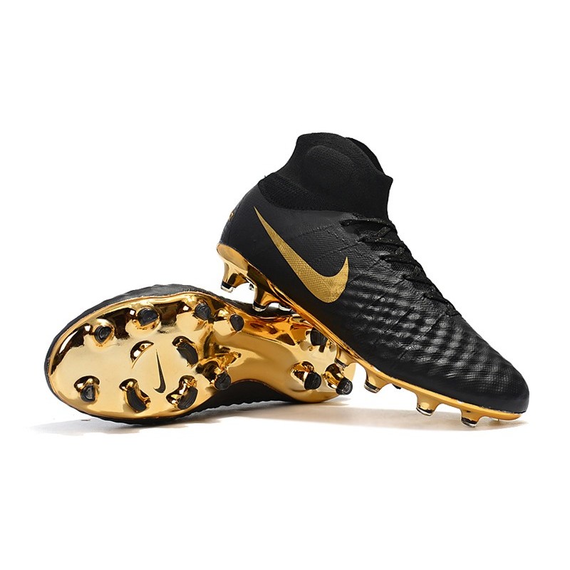 Chaussure de Foot magista Obra II DF FG Crampons Nike Or Noir