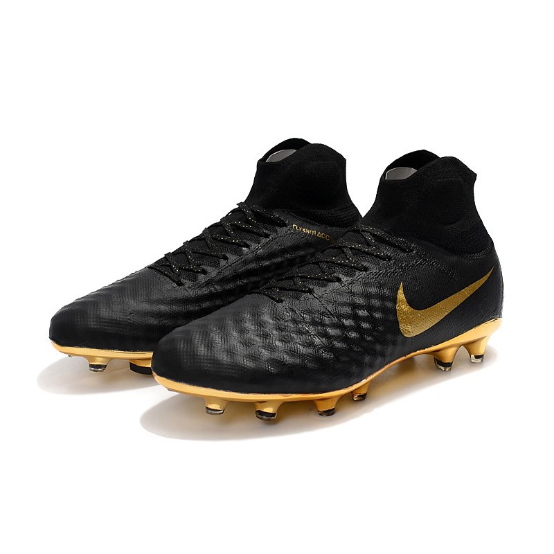 Chaussure de Foot magista Obra II DF FG Crampons Nike Or Noir