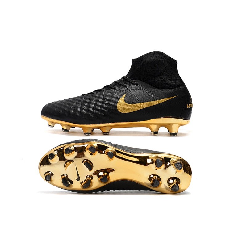 Chaussure de Foot magista Obra II DF FG Crampons Nike Or Noir
