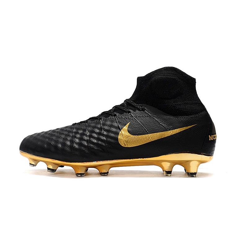 Chaussure de Foot magista Obra II DF FG Crampons Nike Or Noir