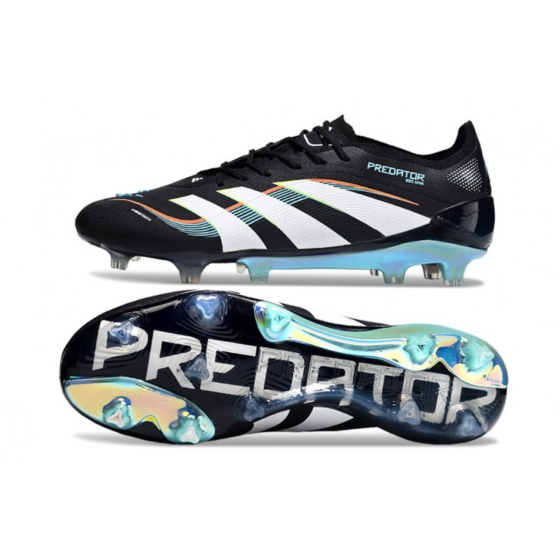 Chaussure de foot adidas Predator Elite FG Noir Blanc Bleu