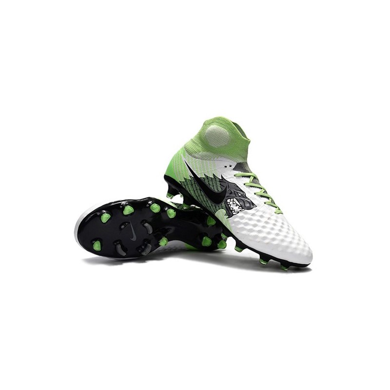 Nike Magista Obra 2 FG 2017 Crampon de Football Blanc Vert Noir