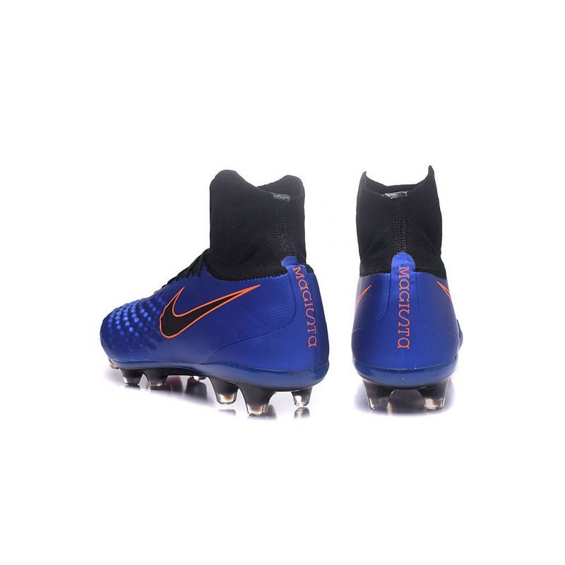 Nike Magista Obra II FG Chaussures de football Bleu Noir Orange