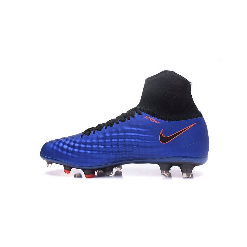 Nike Magista Obra II FG Chaussures de football Bleu Noir Orange
