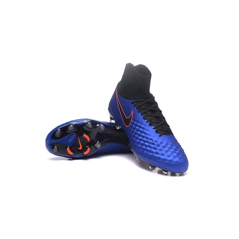 Nike Magista Obra II FG Chaussures de football Bleu Noir Orange
