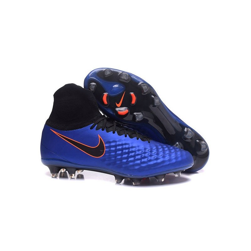 Nike Magista Obra II FG Chaussures de football Bleu Noir Orange