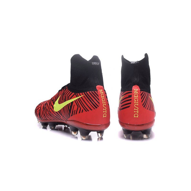 Nike Magista Obra II FG Chaussures de football Noir Rouge Jaune