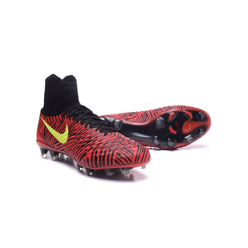 Nike Magista Obra II FG Chaussures de football Noir Rouge Jaune