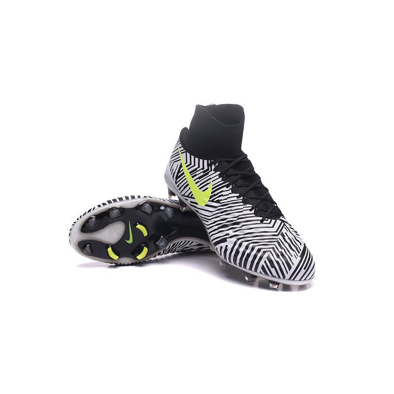 Nike Magista Obra II FG Football bottes pour hommes Noir Blanc Jaune