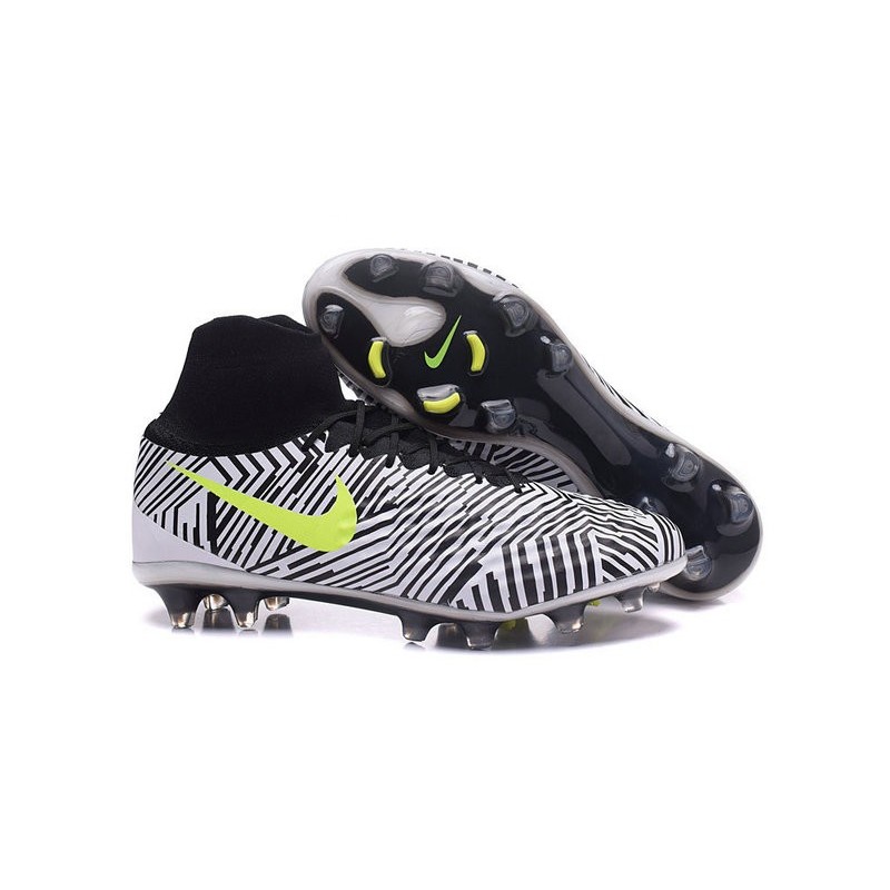 Nike Magista Obra II FG Football bottes pour hommes Noir Blanc Jaune