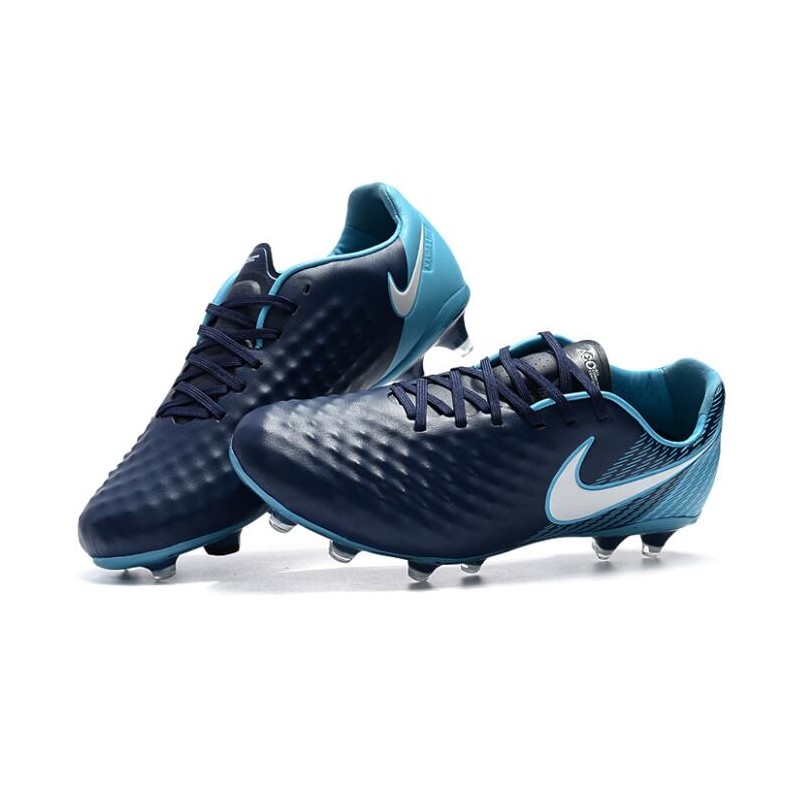 Nouveau Chaussure de Football Nike Magista Opus II FG Hommes Bleu Noir Blanc