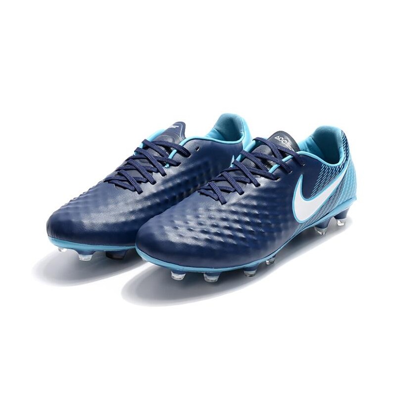Nouveau Chaussure de Football Nike Magista Opus II FG Hommes Bleu Noir Blanc