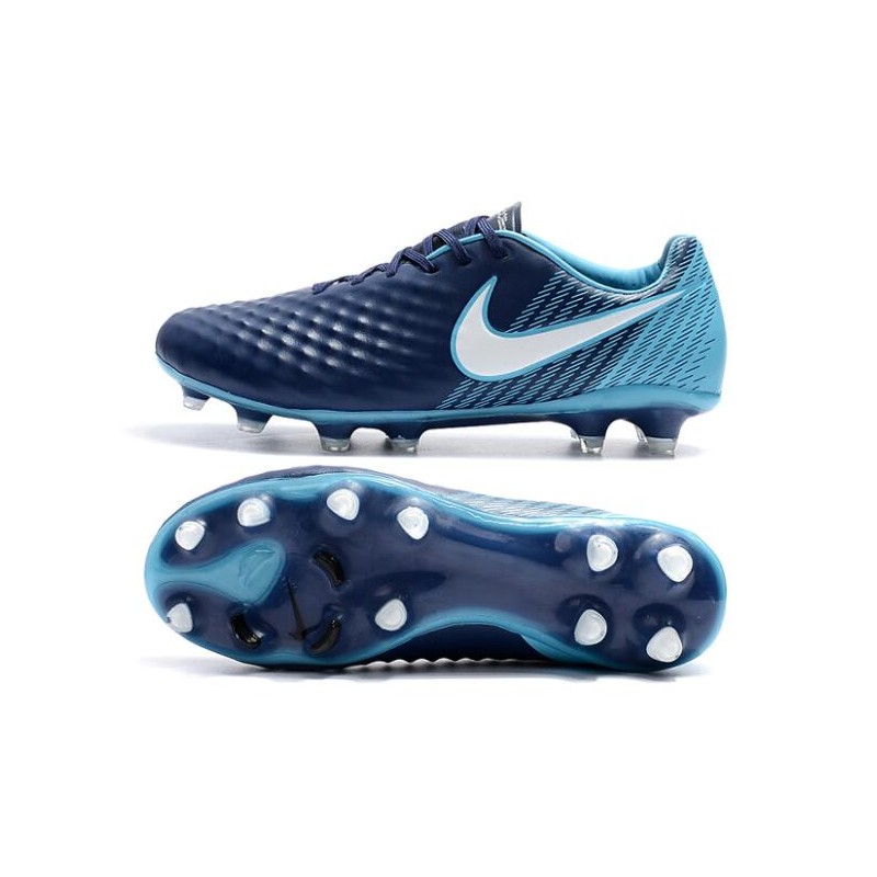 Nouveau Chaussure de Football Nike Magista Opus II FG Hommes Bleu Noir Blanc