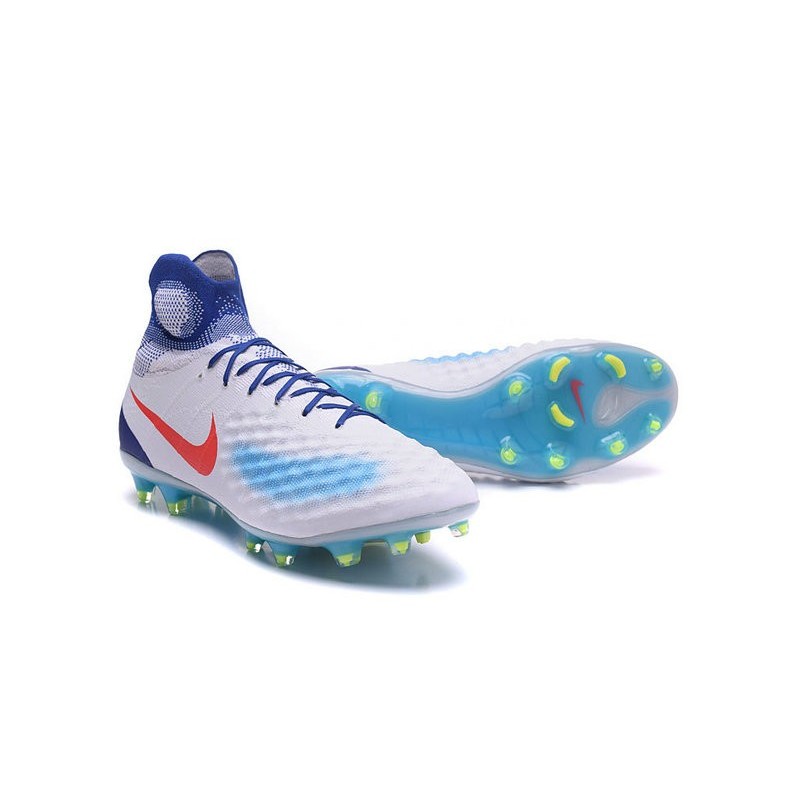 Nouvelles - Chaussures Foot Nike Magista Obra II FG Blanc Bleu Orange