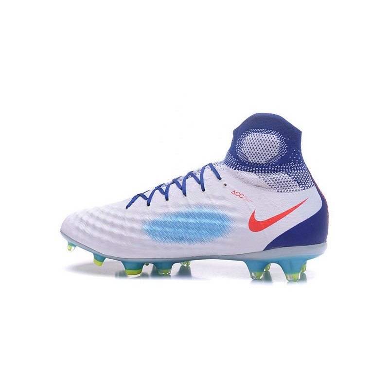 Nouvelles - Chaussures Foot Nike Magista Obra II FG Blanc Bleu Orange