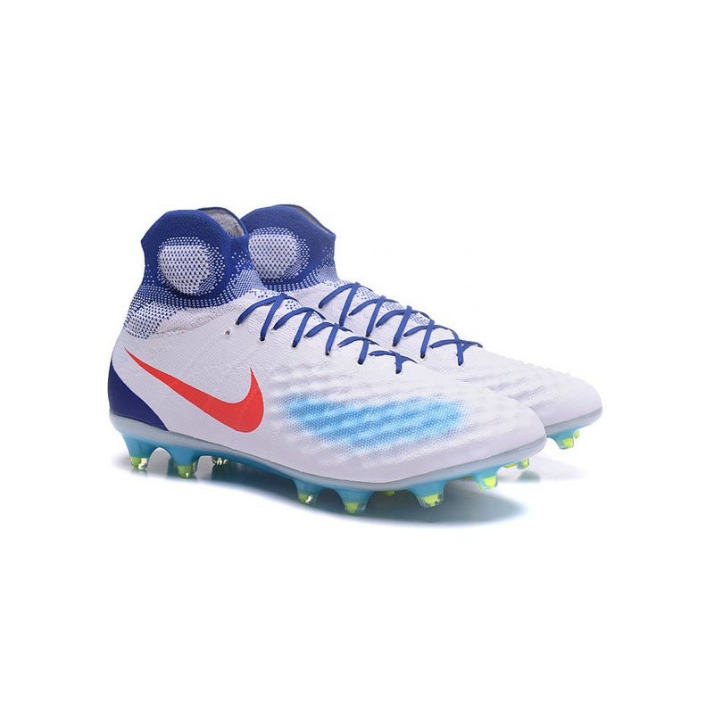 Nouvelles - Chaussures Foot Nike Magista Obra II FG Blanc Bleu Orange
