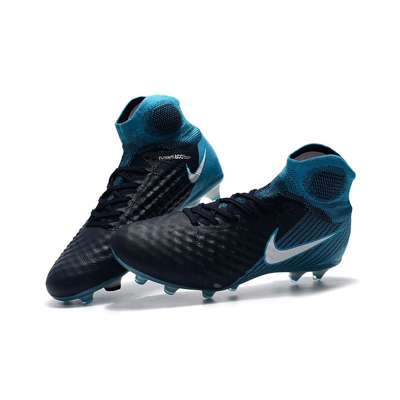 Nouvelles Nike Magista Obra 2 FG Crampons de Football Blanc Bleu Noir