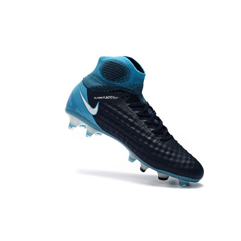 Nouvelles Nike Magista Obra 2 FG Crampons de Football Blanc Bleu Noir