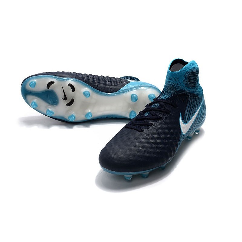 Nouvelles Nike Magista Obra 2 FG Crampons de Football Blanc Bleu Noir