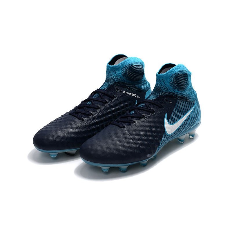 Nouvelles Nike Magista Obra 2 FG Crampons de Football Blanc Bleu Noir