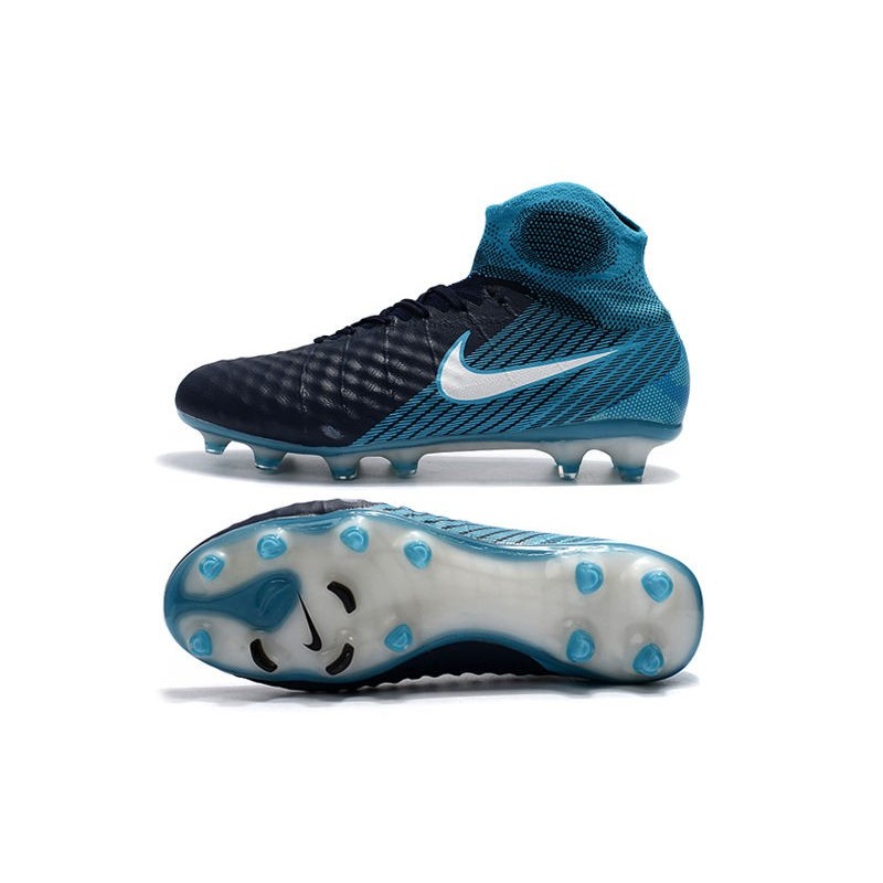 Nouvelles Nike Magista Obra 2 FG Crampons de Football Blanc Bleu Noir