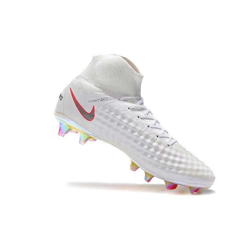 Nouvelles Nike Magista Obra 2 FG Crampons de Football Blanc Gris Métallique Carmin