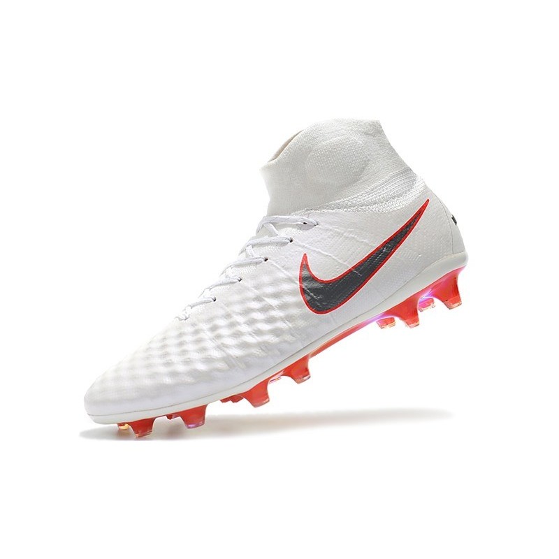 Nouvelles Nike Magista Obra 2 FG Crampons de Football Blanc Gris Métallique Carmin