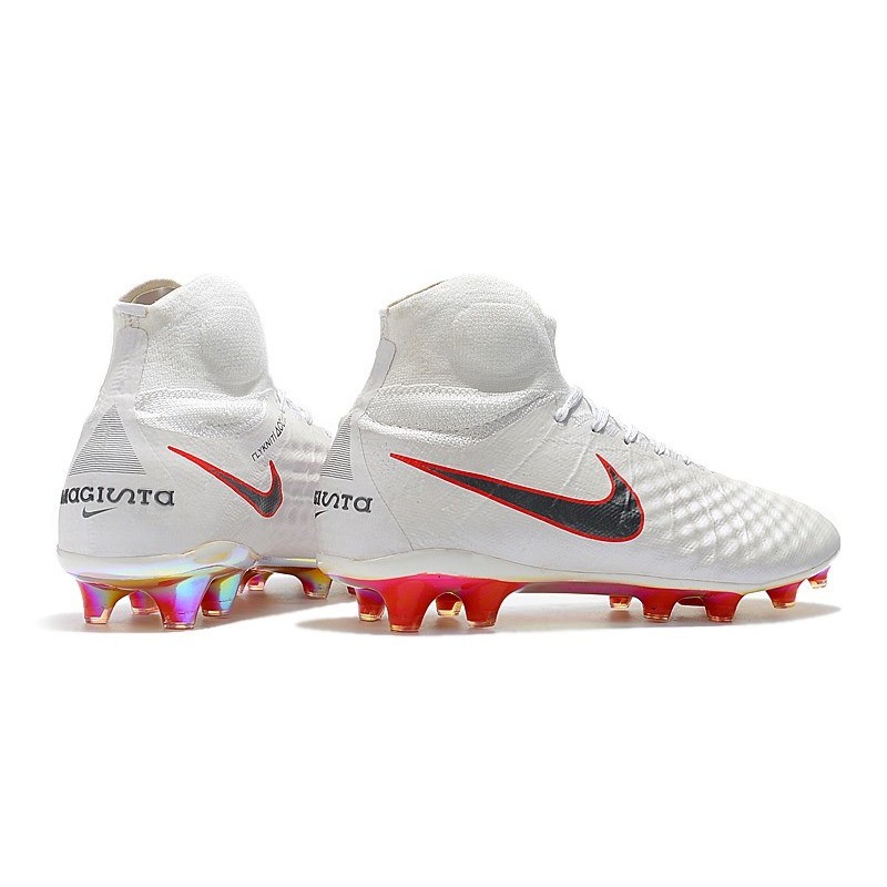 Nouvelles Nike Magista Obra 2 FG Crampons de Football Blanc Gris Métallique Carmin