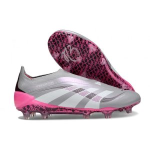 adidas Predator Elite Sans Lacets FG Gris Blanc Rose