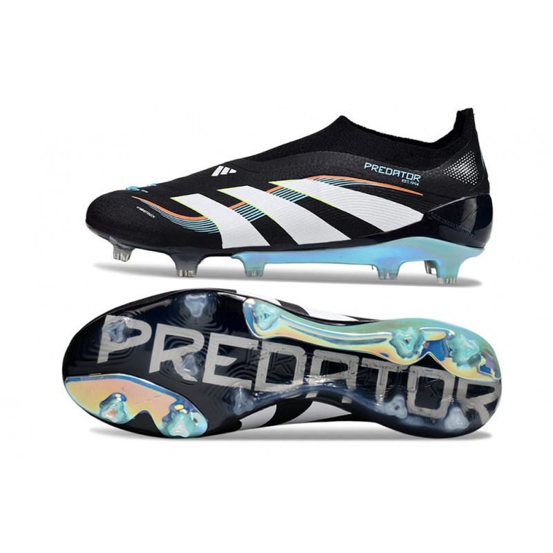 adidas Predator Elite Sans Lacets FG Noir Blanc Bleu