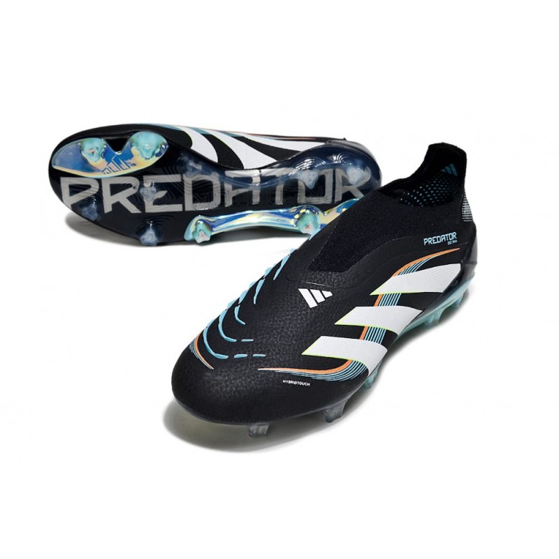 adidas Predator Elite Sans Lacets FG Noir Blanc Bleu