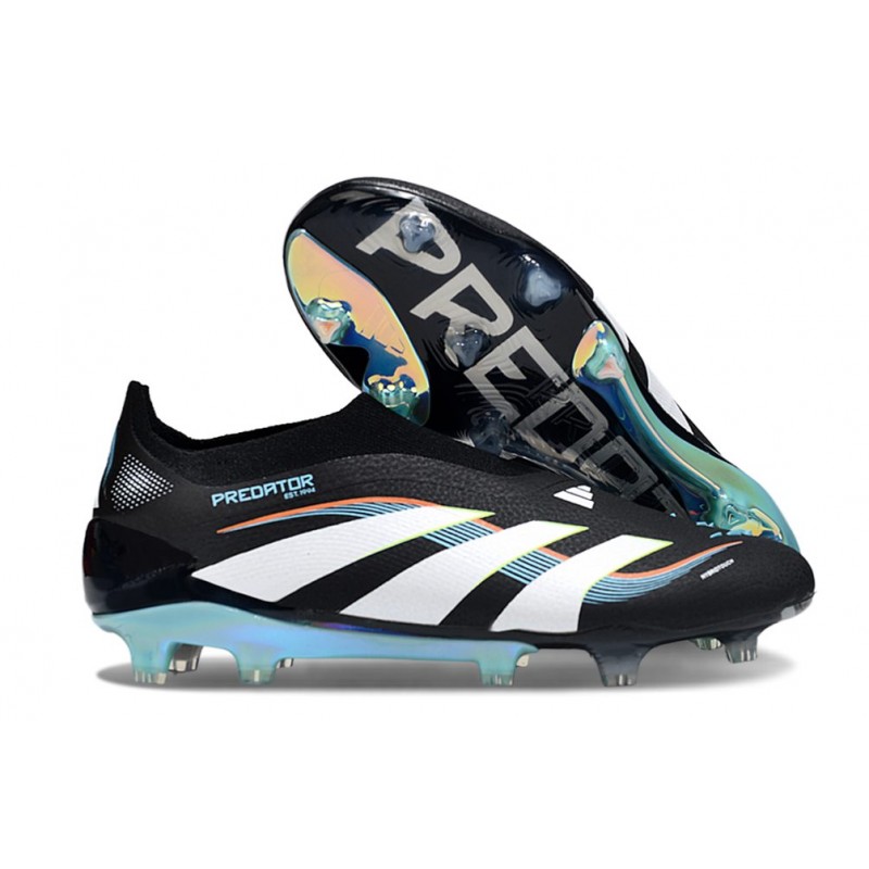adidas Predator Elite Sans Lacets FG Noir Blanc Bleu