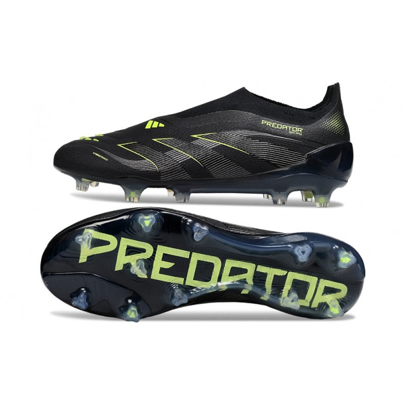 adidas Predator Elite Sans Lacets FG Noir Jaune