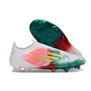 Crampon Adidas F50 Elite Sans Lacets FG Blanc Vert Rose Or
