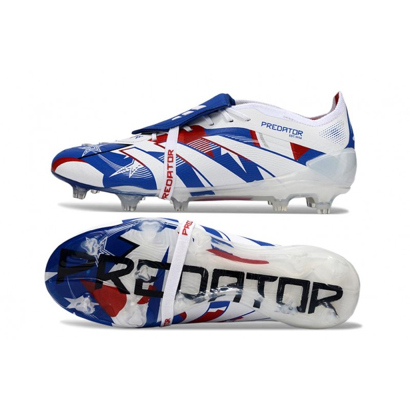 Crampons adidas Predator FT 25 Elite FG Blanc Bleu Rouge