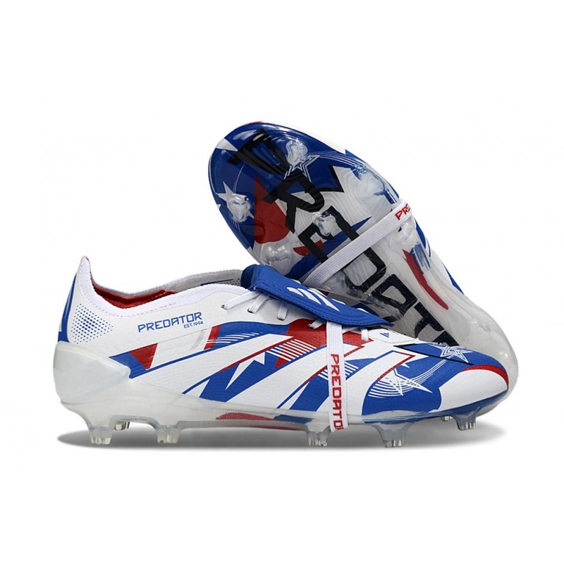 Crampons adidas Predator FT 25 Elite FG Blanc Bleu Rouge